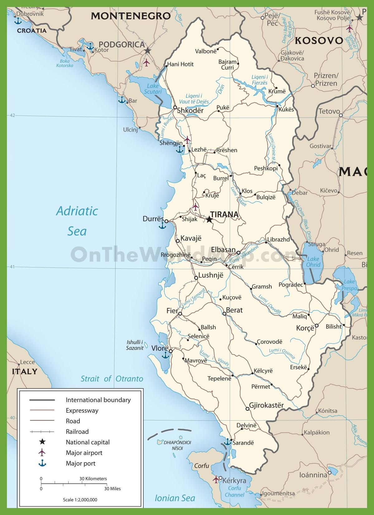 آلبانی roads map